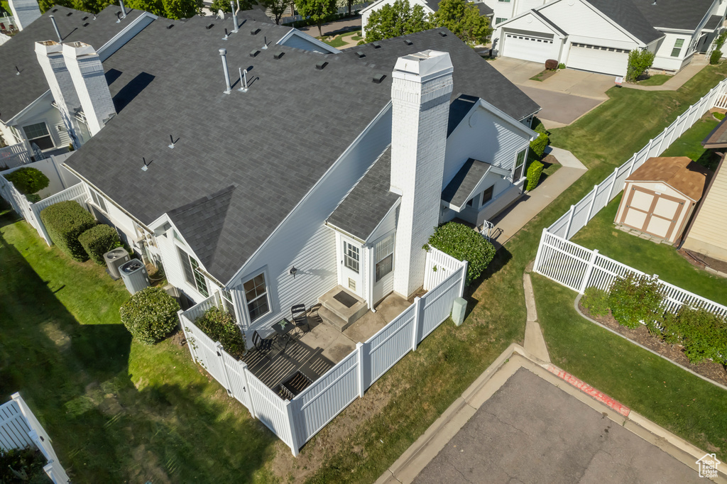 Aerial perspective of suburban area