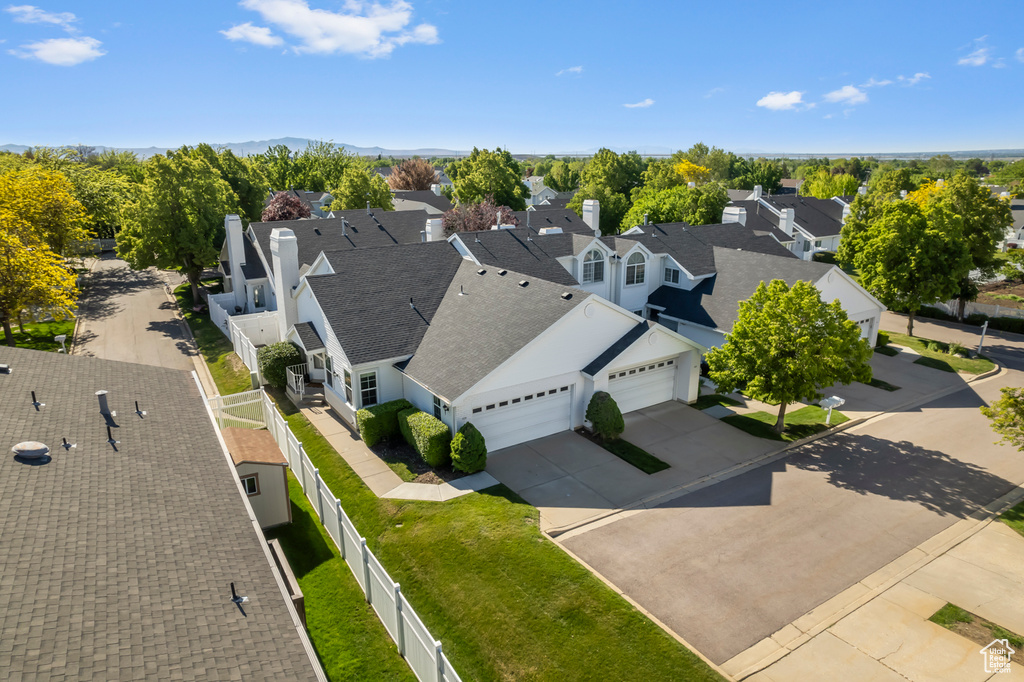 Aerial perspective of suburban area