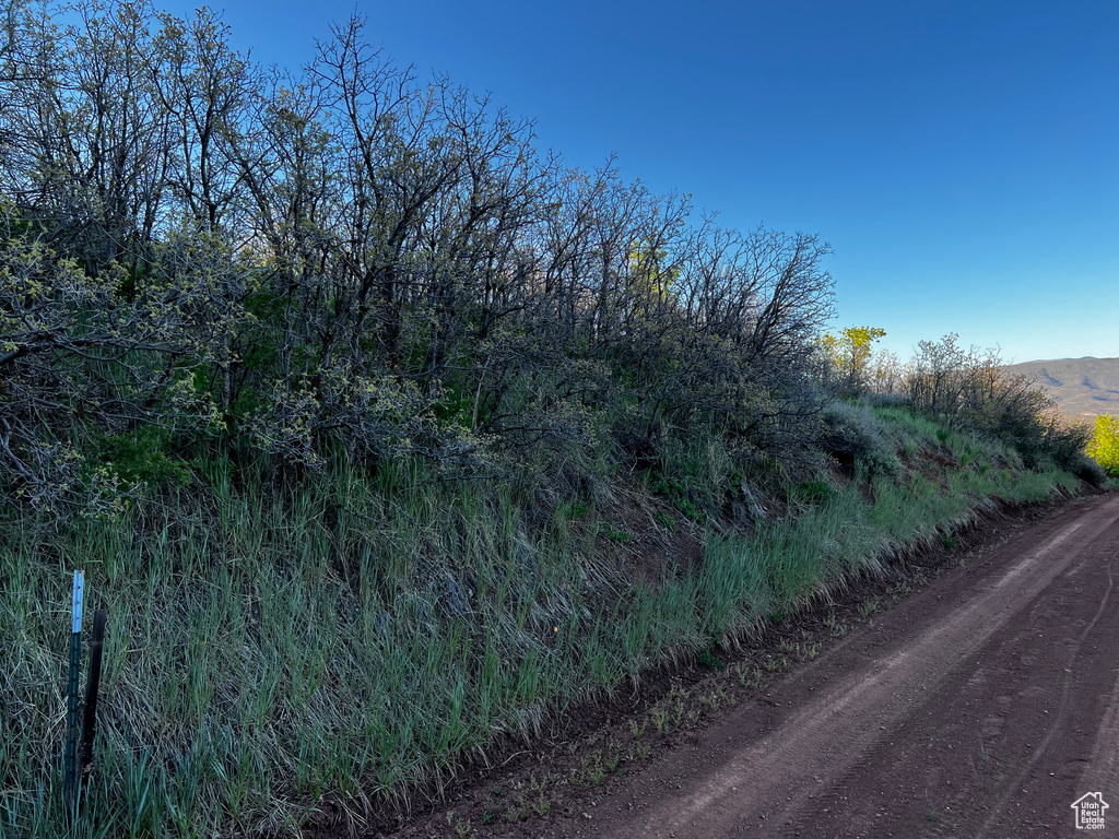 View of dirt / gravel road featuring a mountain view