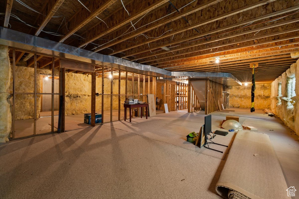View of unfinished basement