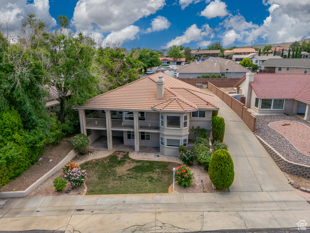 Aerial perspective of suburban area