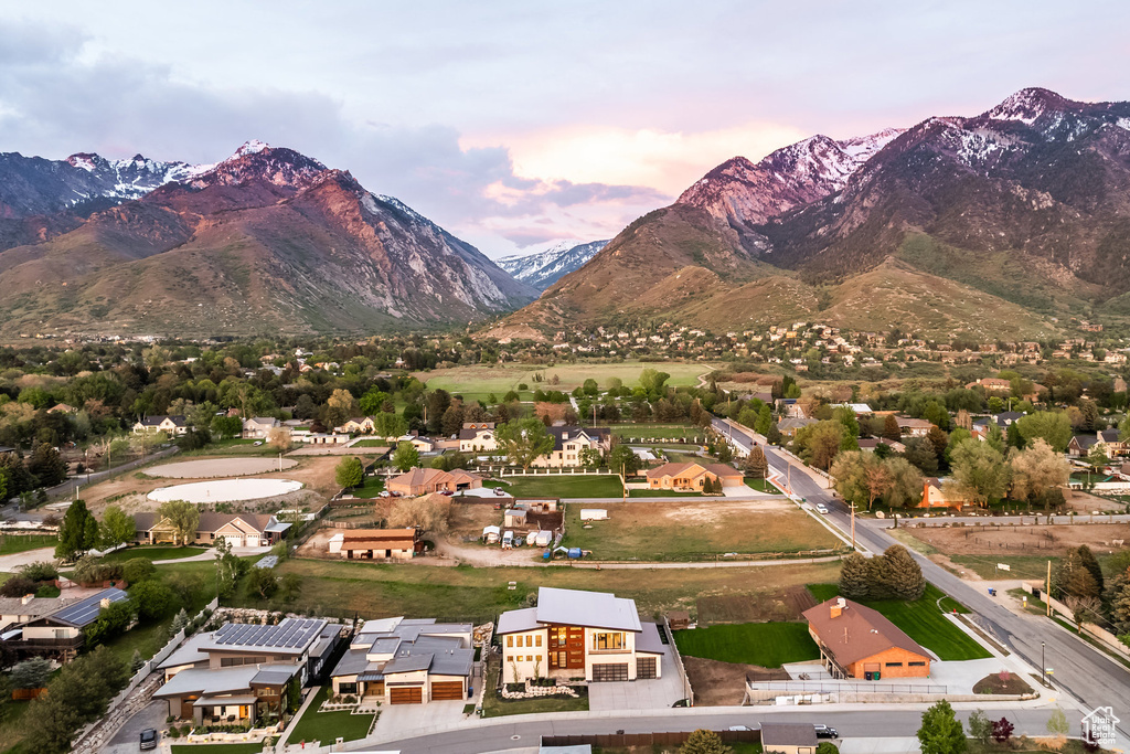 View of mountain background with nearby suburban area