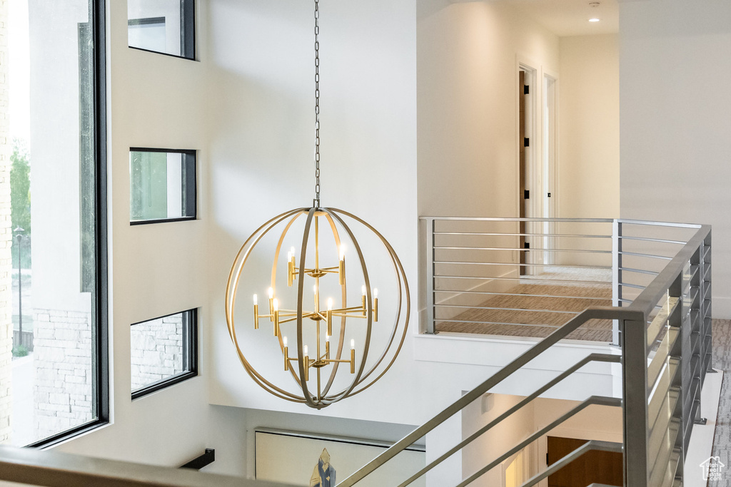 Detailed view of a chandelier