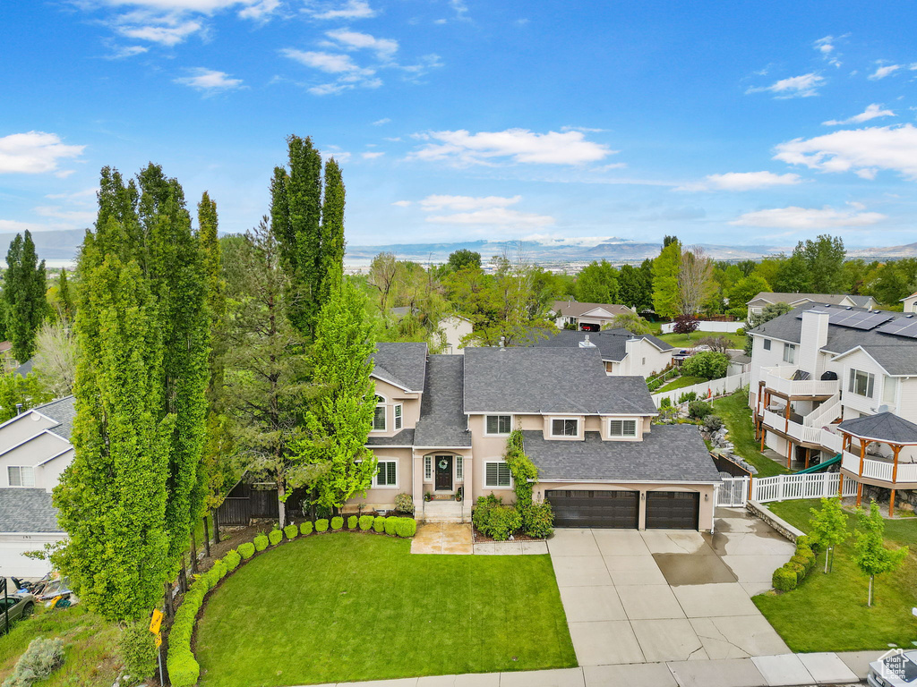 Aerial perspective of suburban area