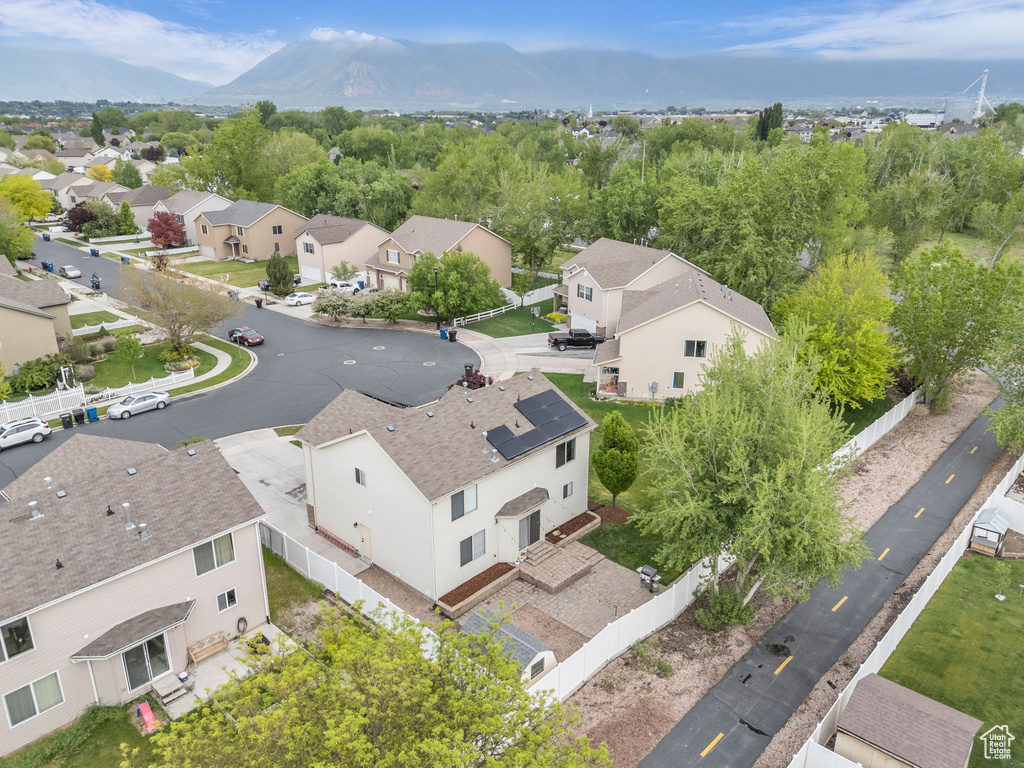 Birds eye view of property featuring a residential view and a mountain view