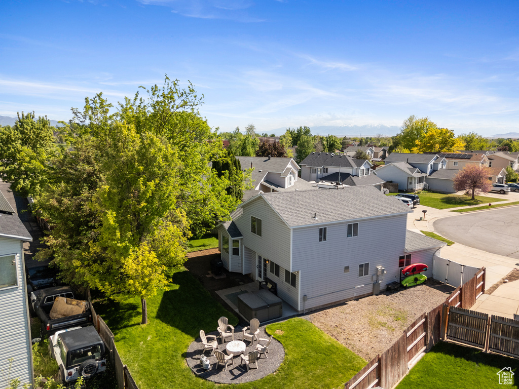 Aerial perspective of suburban area