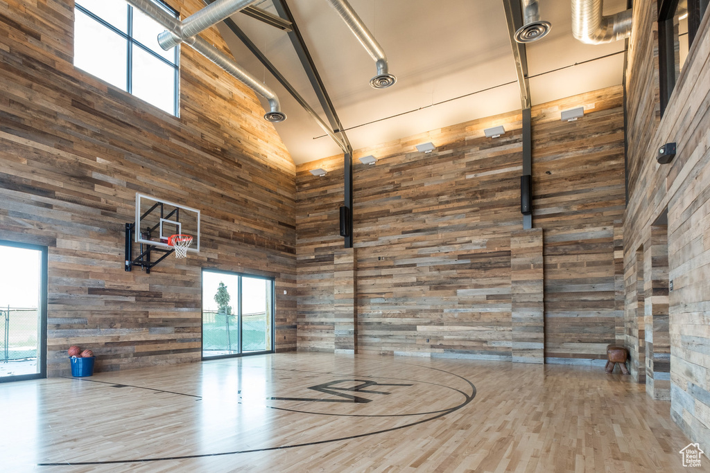 View of basketball court featuring basketball court
