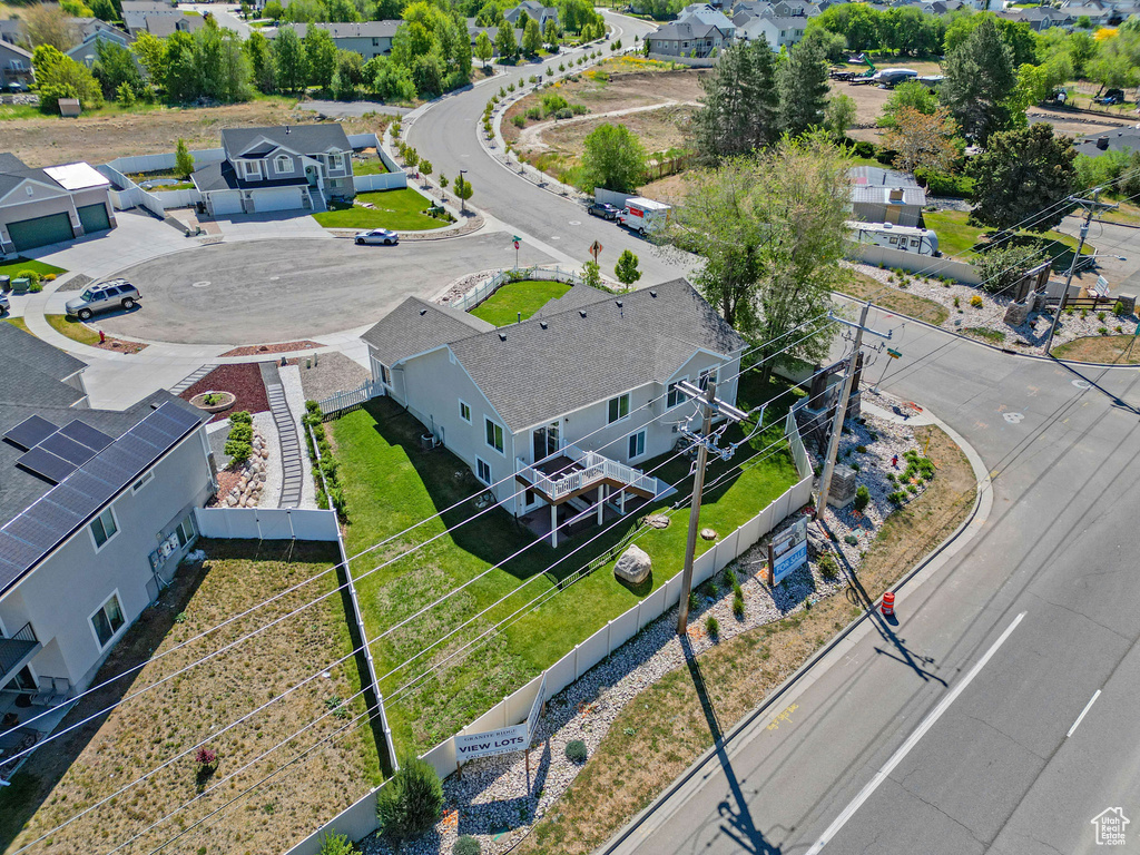 Aerial perspective of suburban area