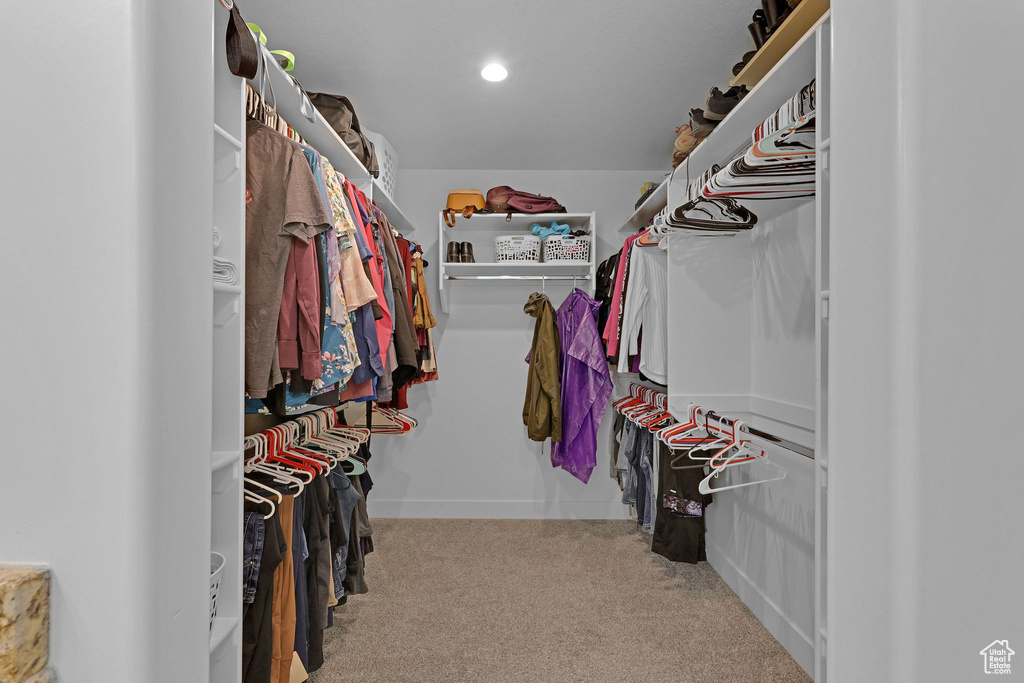 Walk in closet with carpet