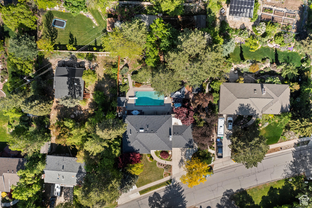 Aerial view of a pool area