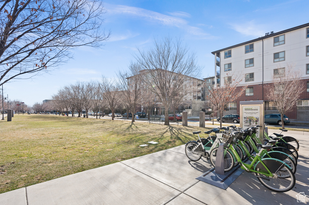 View of home\\\'s community featuring a lawn