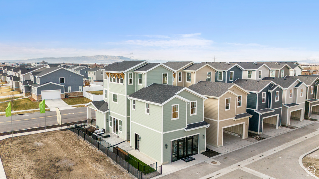 Aerial perspective of suburban area