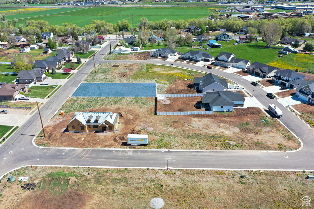 Aerial perspective of suburban area