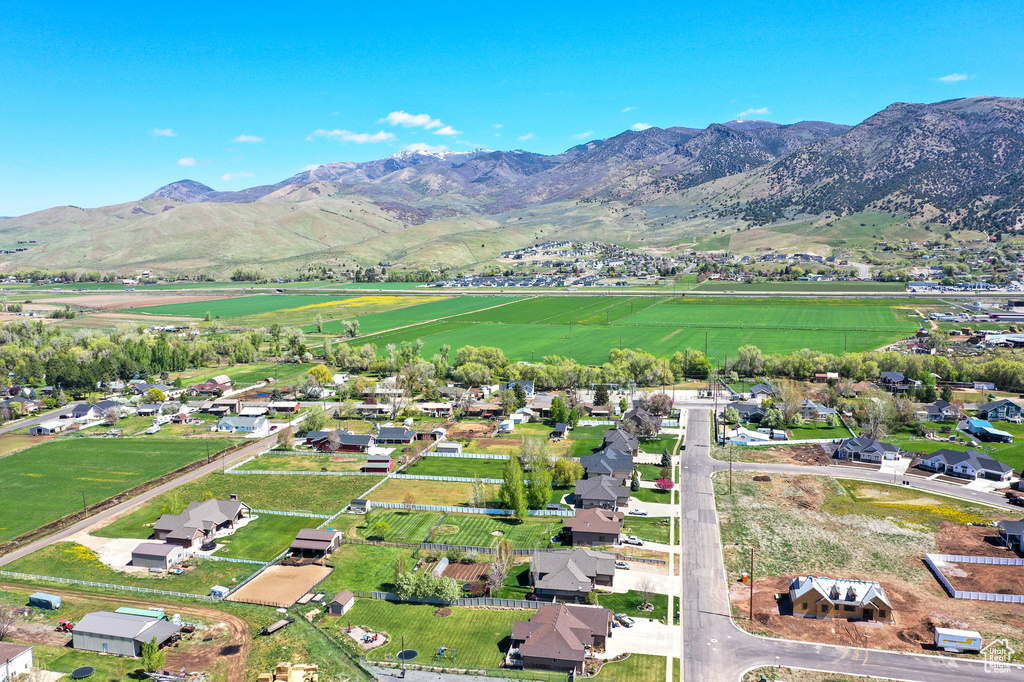 Aerial view of property\'s location featuring mountains and rural landscape