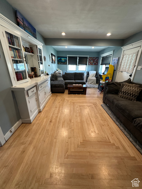 Living room with recessed lighting