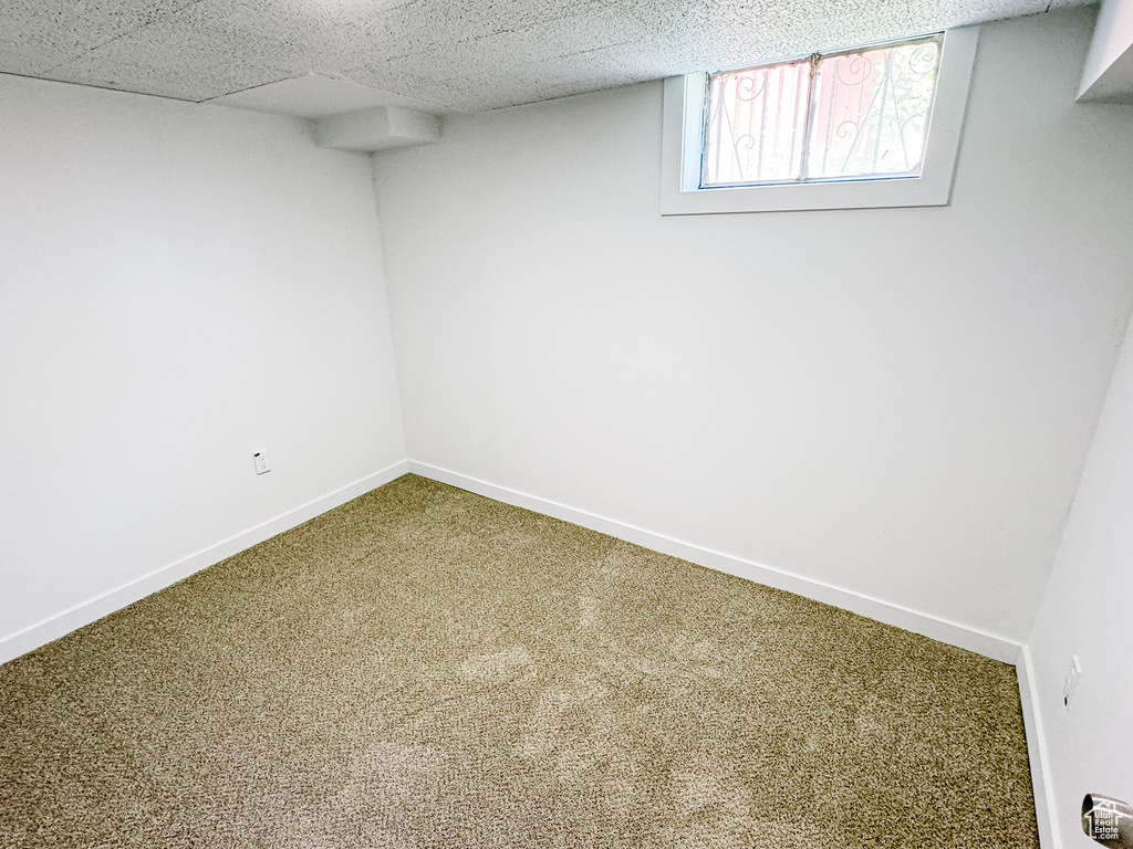 Below grade area with carpet floors and baseboards