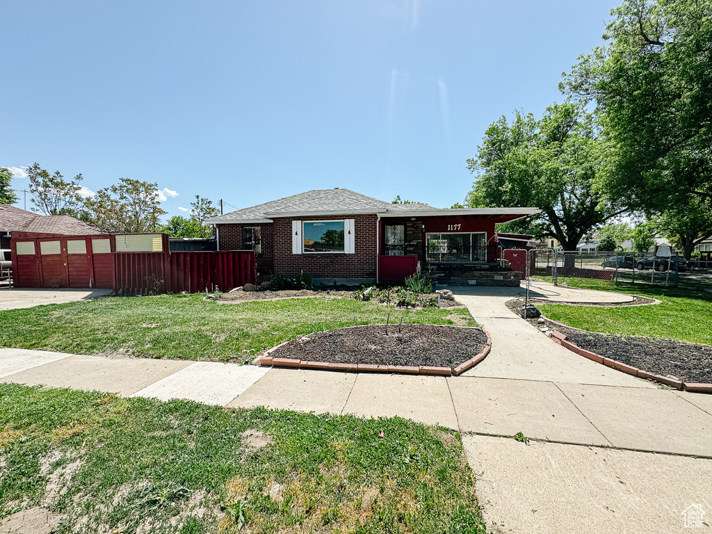 View of front of home with brick siding