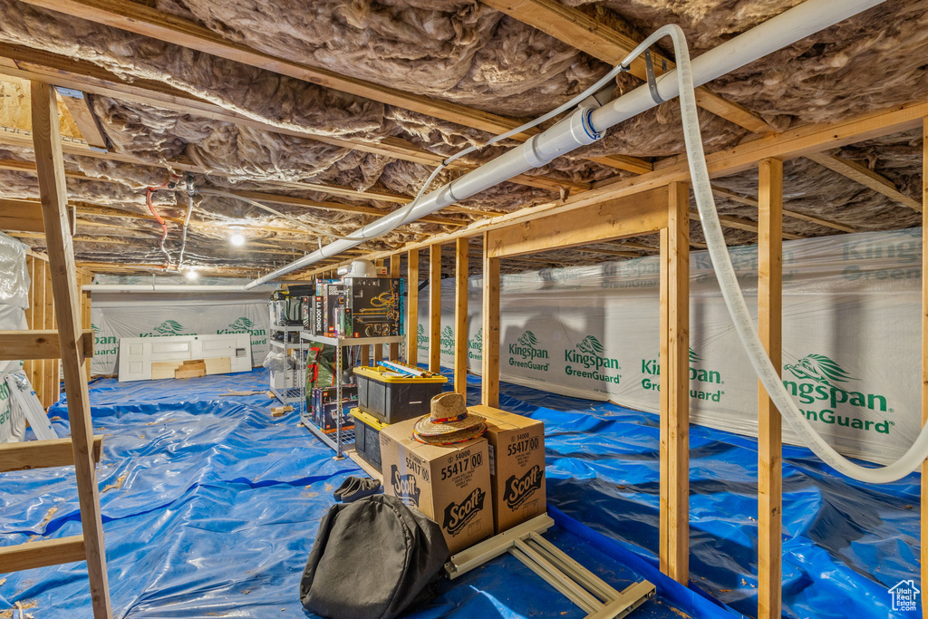 View of unfinished basement