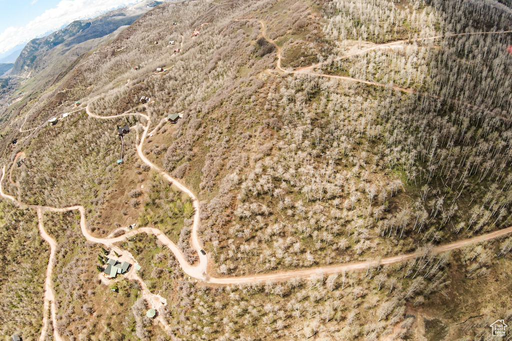 Bird\'s eye view of a mountainous background