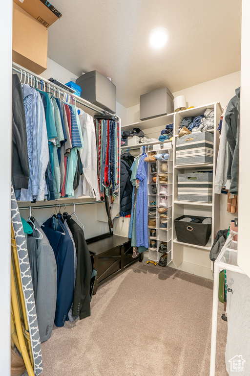 Walk in closet with carpet