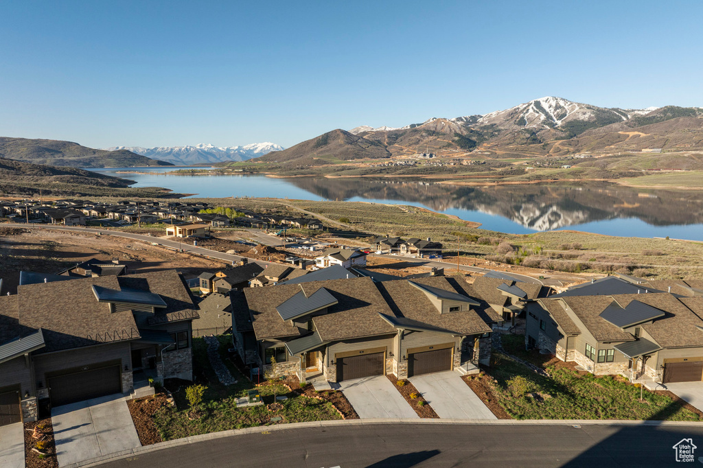 Aerial view of a water and mountain view