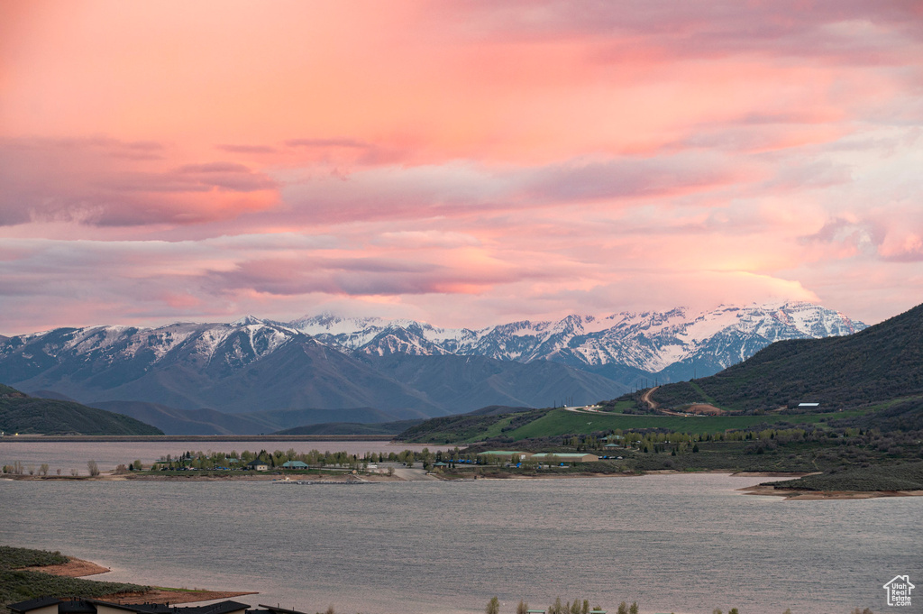 View of mountain background with a nearby body of water
