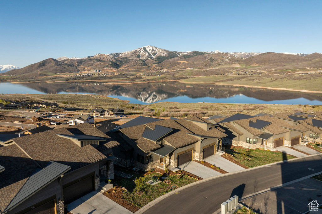 View of mountain background featuring a nearby body of water
