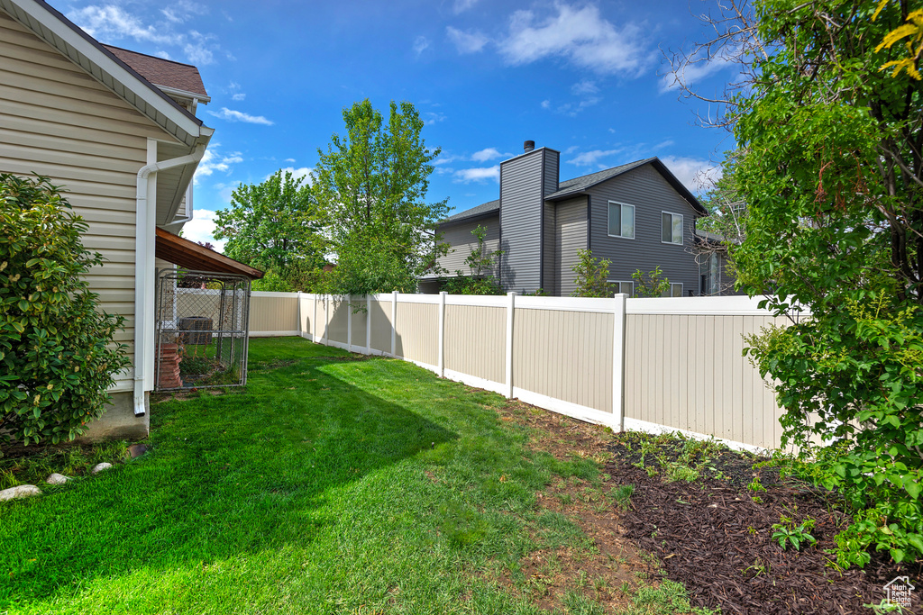 View of yard featuring a fenced backyard