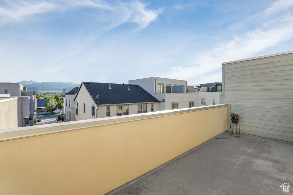 Balcony with a mountain view