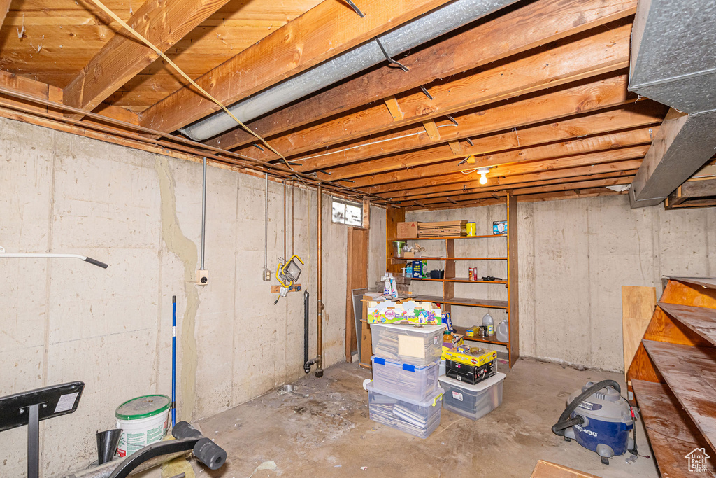 View of unfinished basement