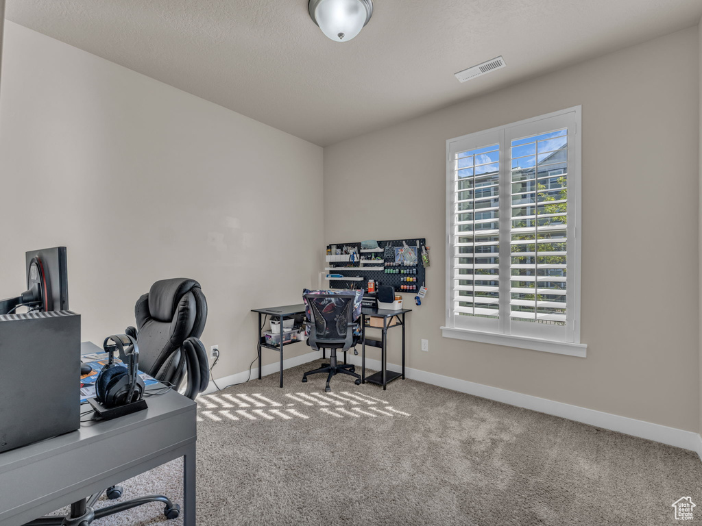 Office area featuring carpet flooring and baseboards