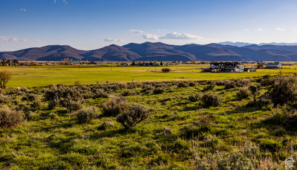 Mountain view with rural landscape