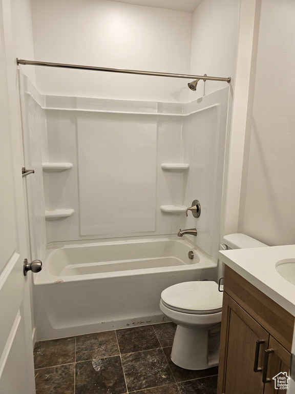 Full bath with toilet, shower / tub combination, and vanity