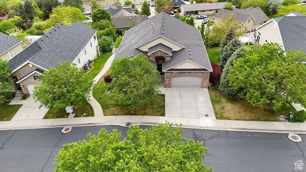 Aerial perspective of suburban area