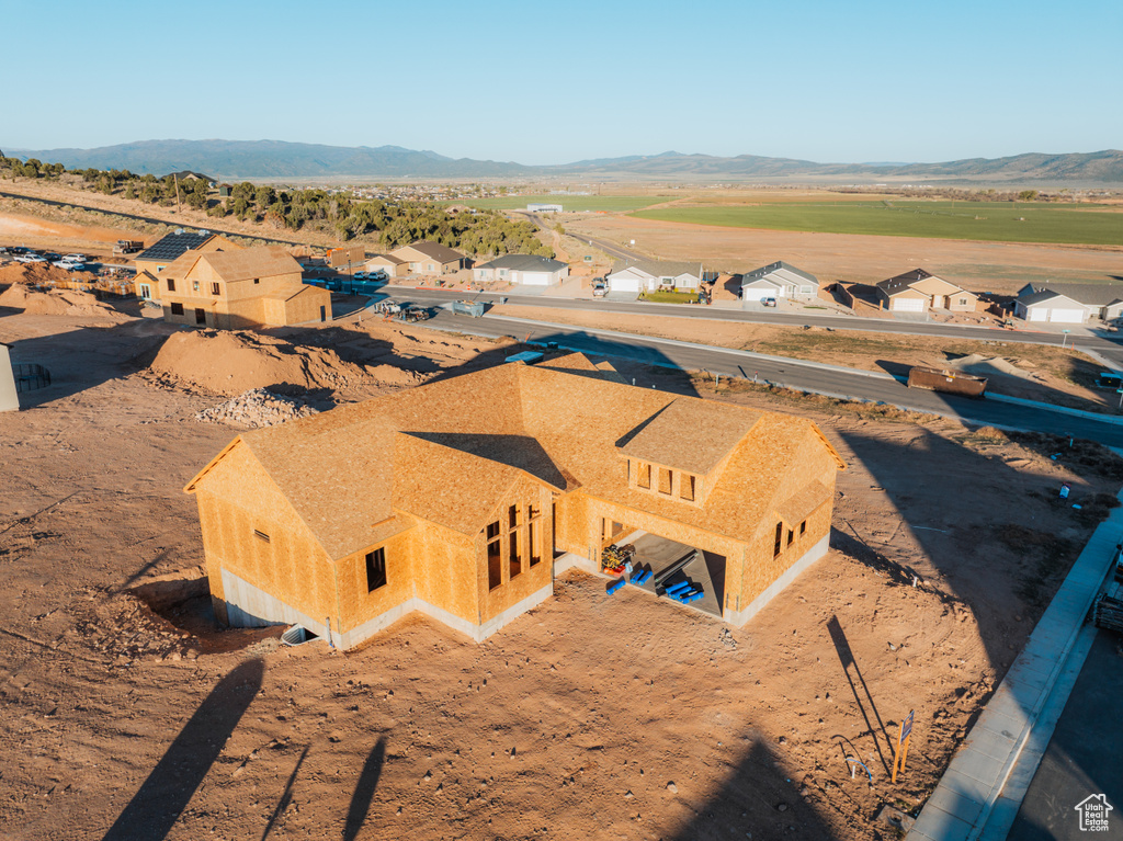 View from above of property with mountains