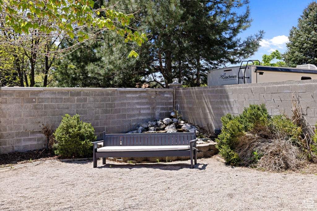 View of fenced backyard