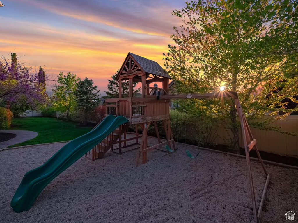 Playground at dusk featuring a playground