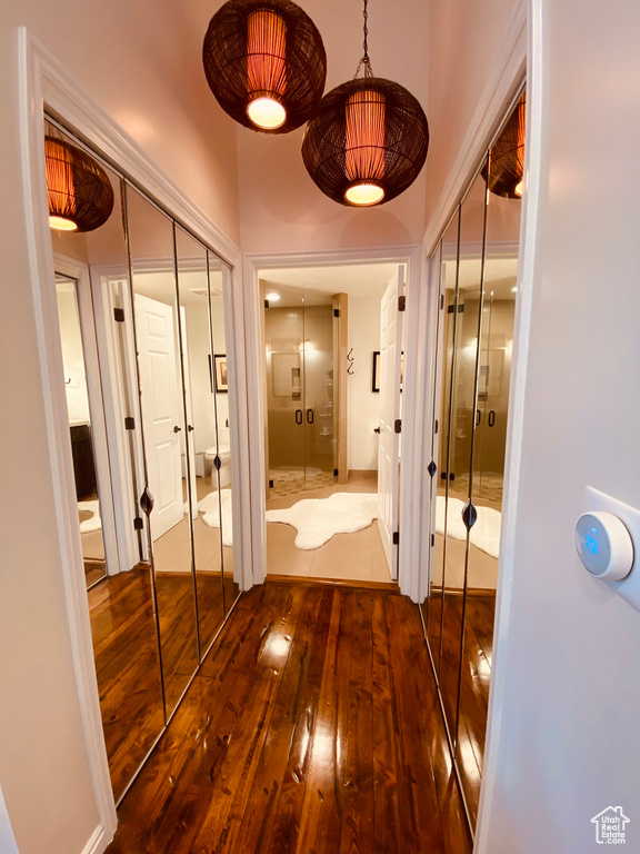Hall with wood-type flooring