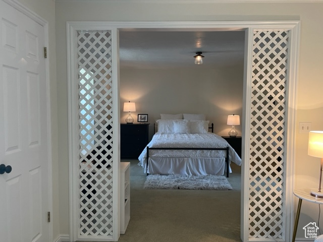 Bedroom with carpet floors