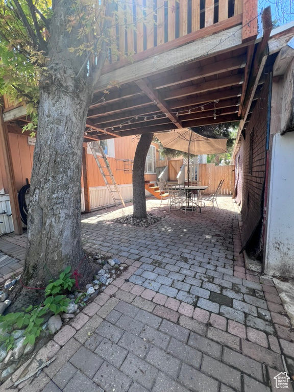 View of patio / terrace with a fenced backyard and outdoor dining area