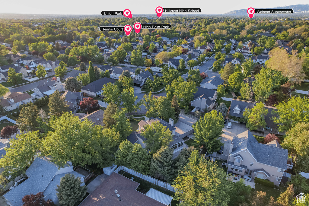 Aerial perspective of suburban area