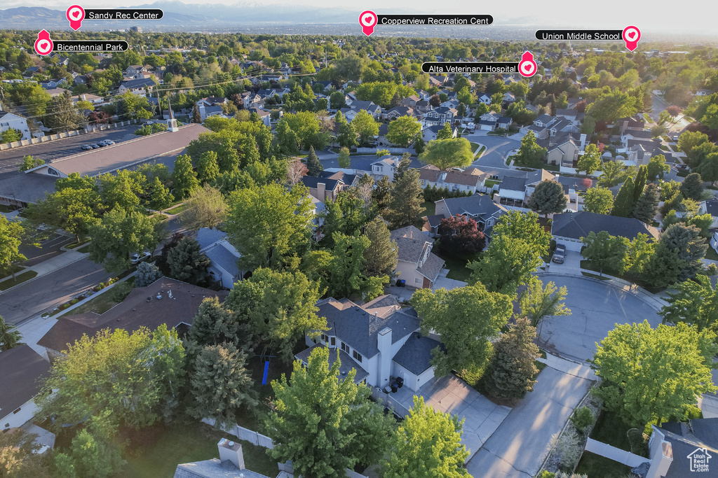 Aerial view of residential area