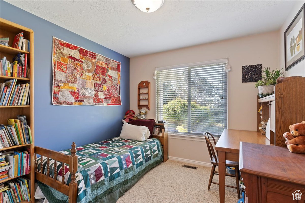 Bedroom with carpet floors and baseboards
