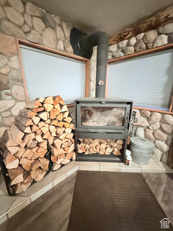 Detailed view of a wood stove