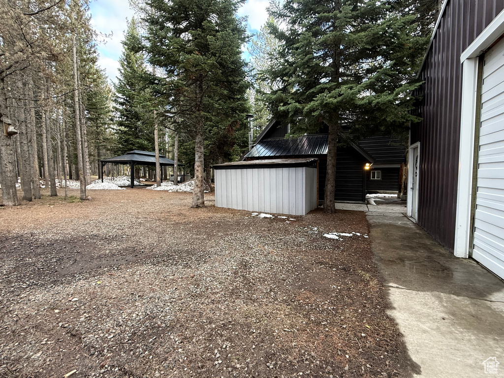 View of yard with a gazebo