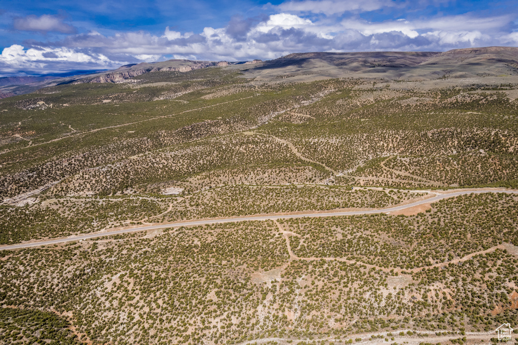 Aerial view of a mountain backdrop