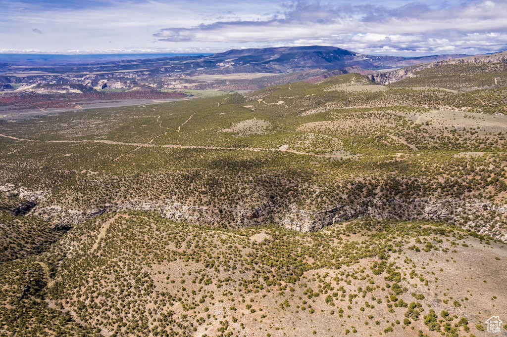 Drone / aerial view of a mountain backdrop