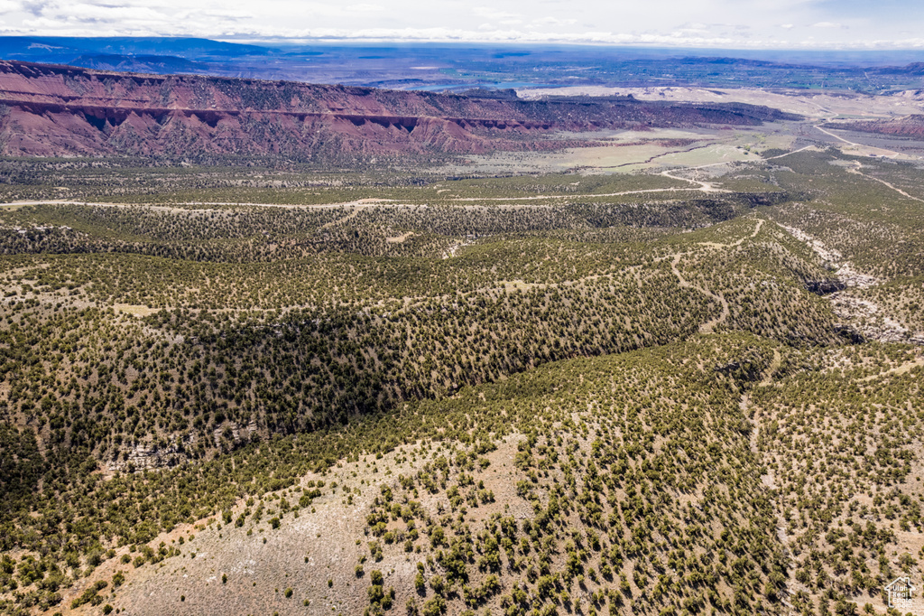 Aerial view of a mountain backdrop