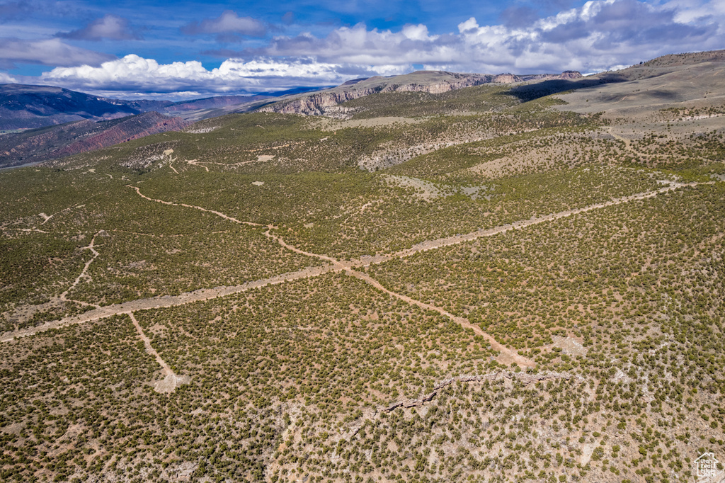 Aerial view of a mountain backdrop