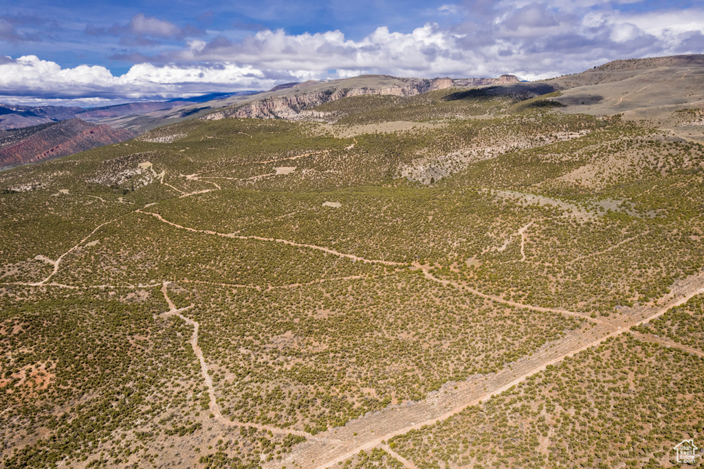 Drone / aerial view of a mountain backdrop